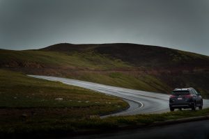car driving through the countryside